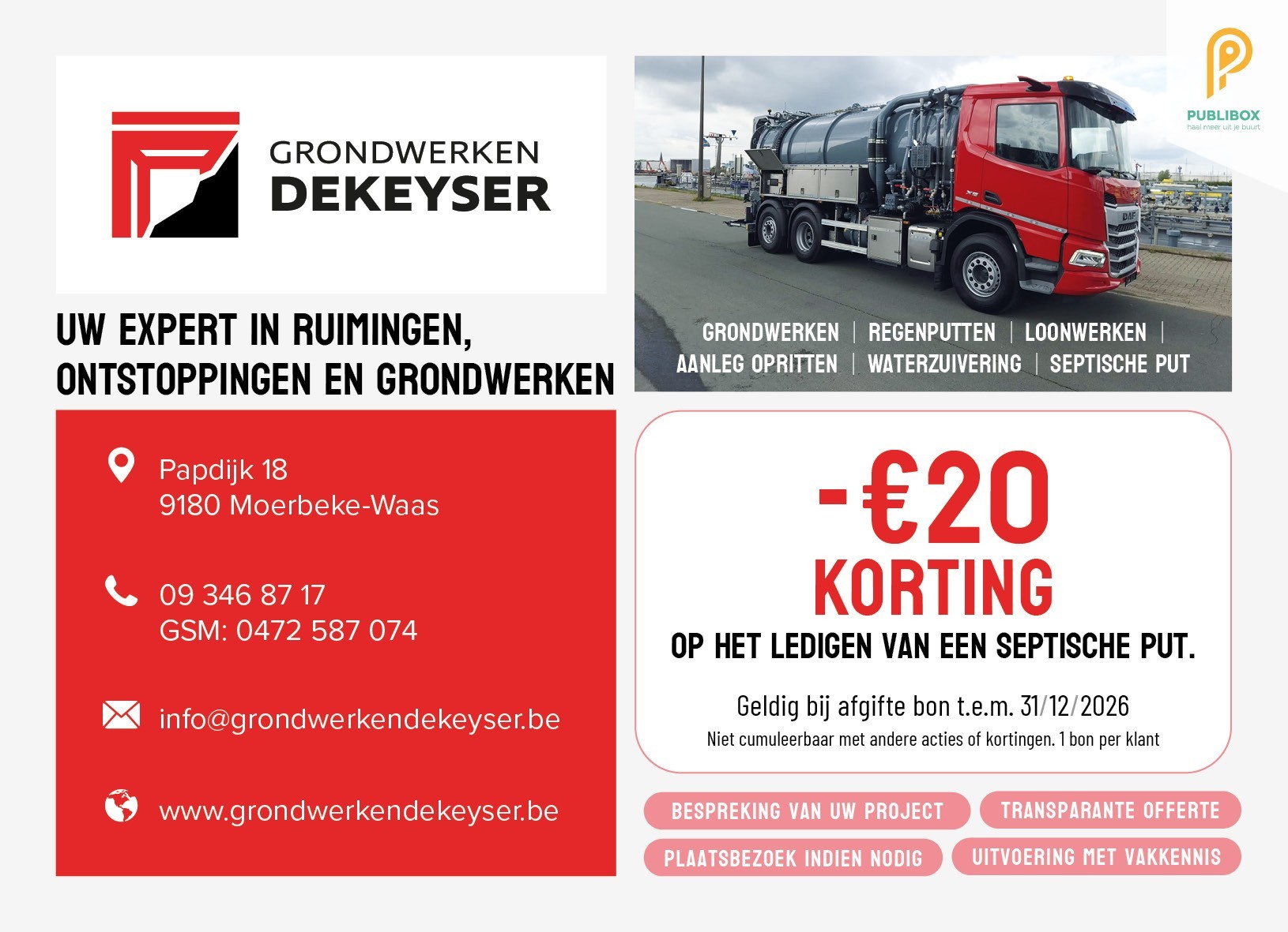 €20 korting op het ledigen van je septische put
