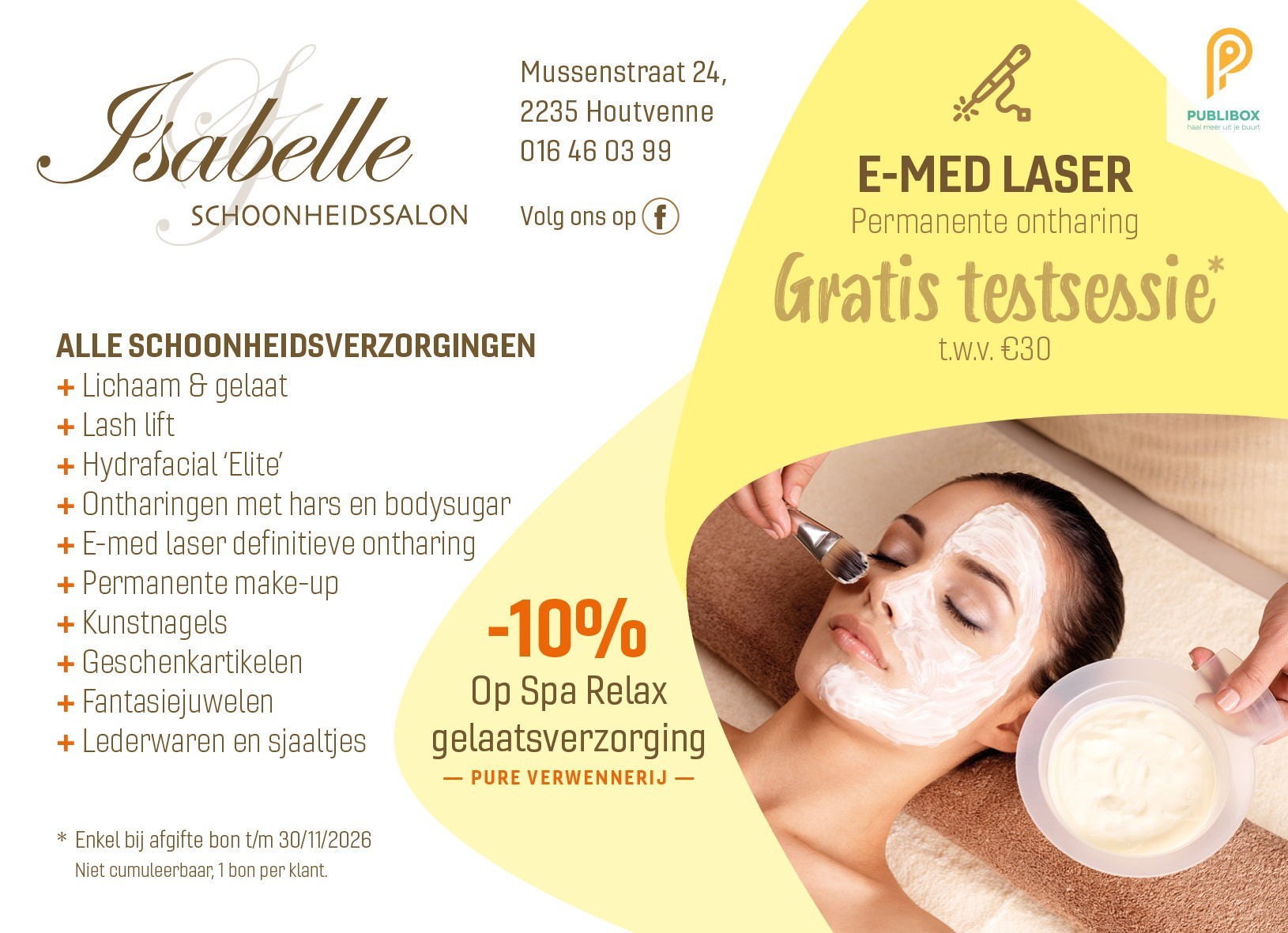 Gratis lasersessie + 10% korting op spa relax gelaatsverzorging