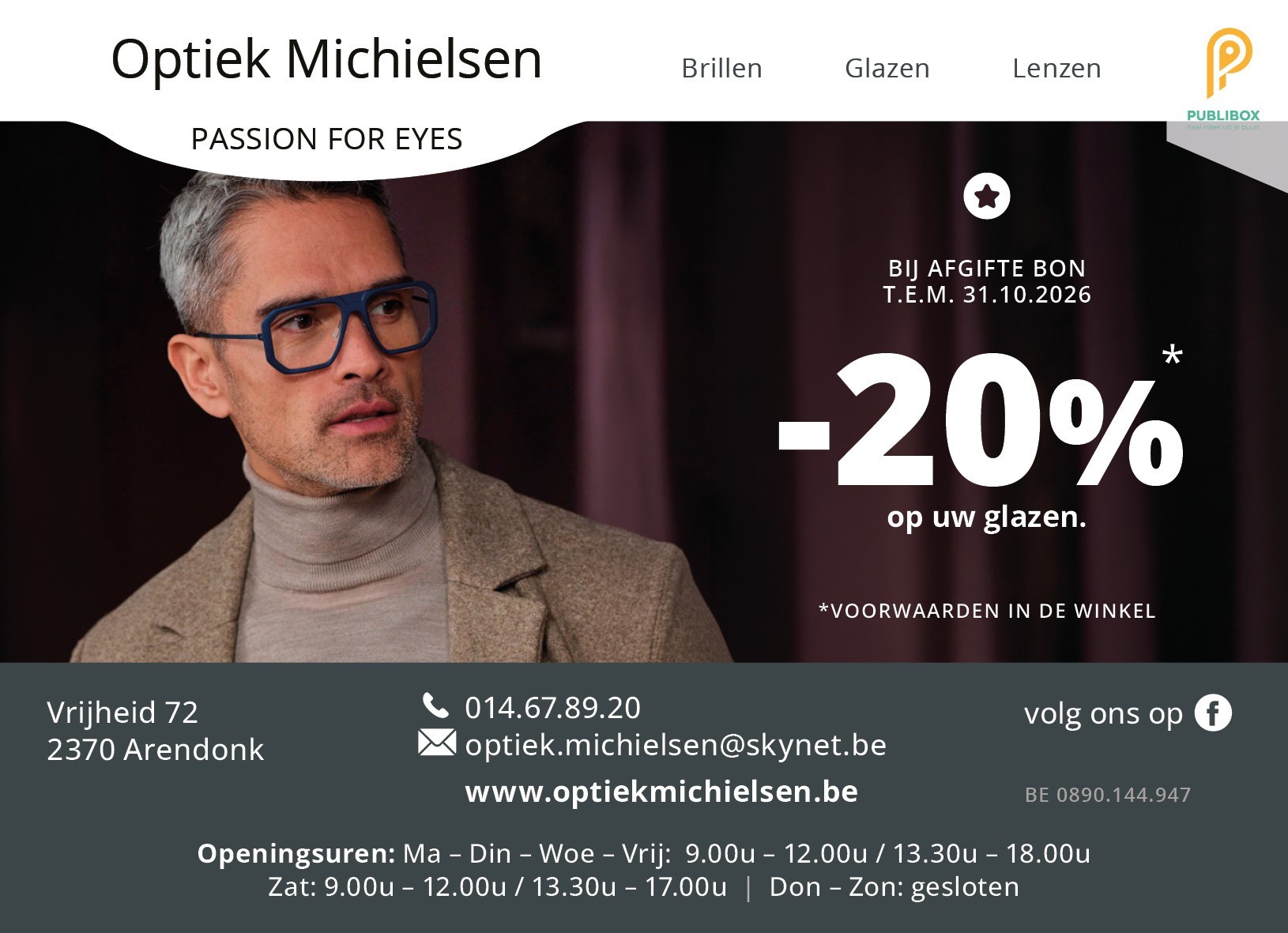 20% korting op je glazen